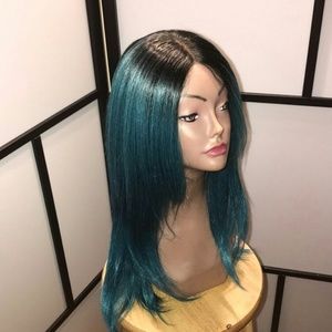 Teal lace front wig
